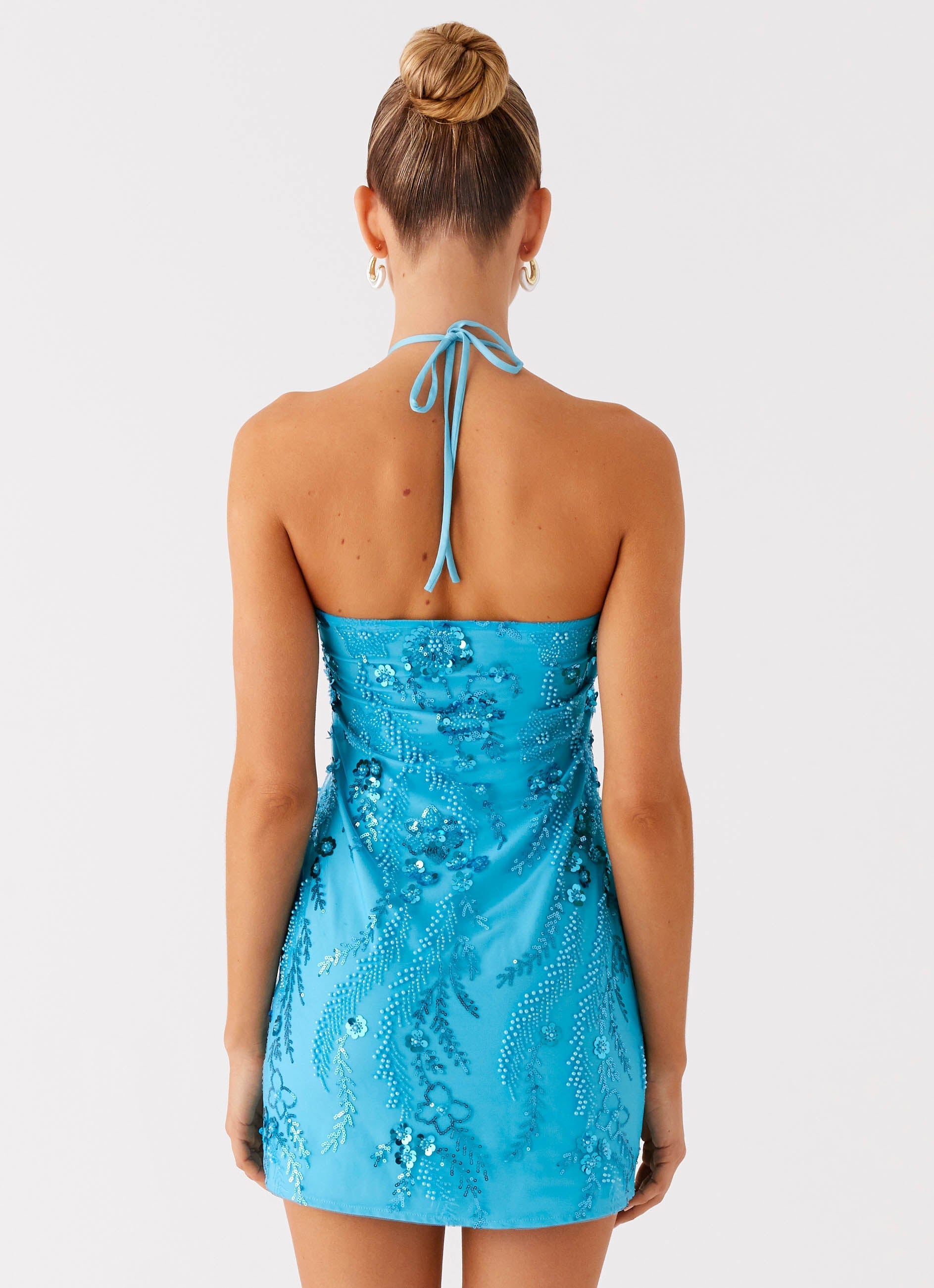 Bebe Beaded Mini Dress - Royal Blue