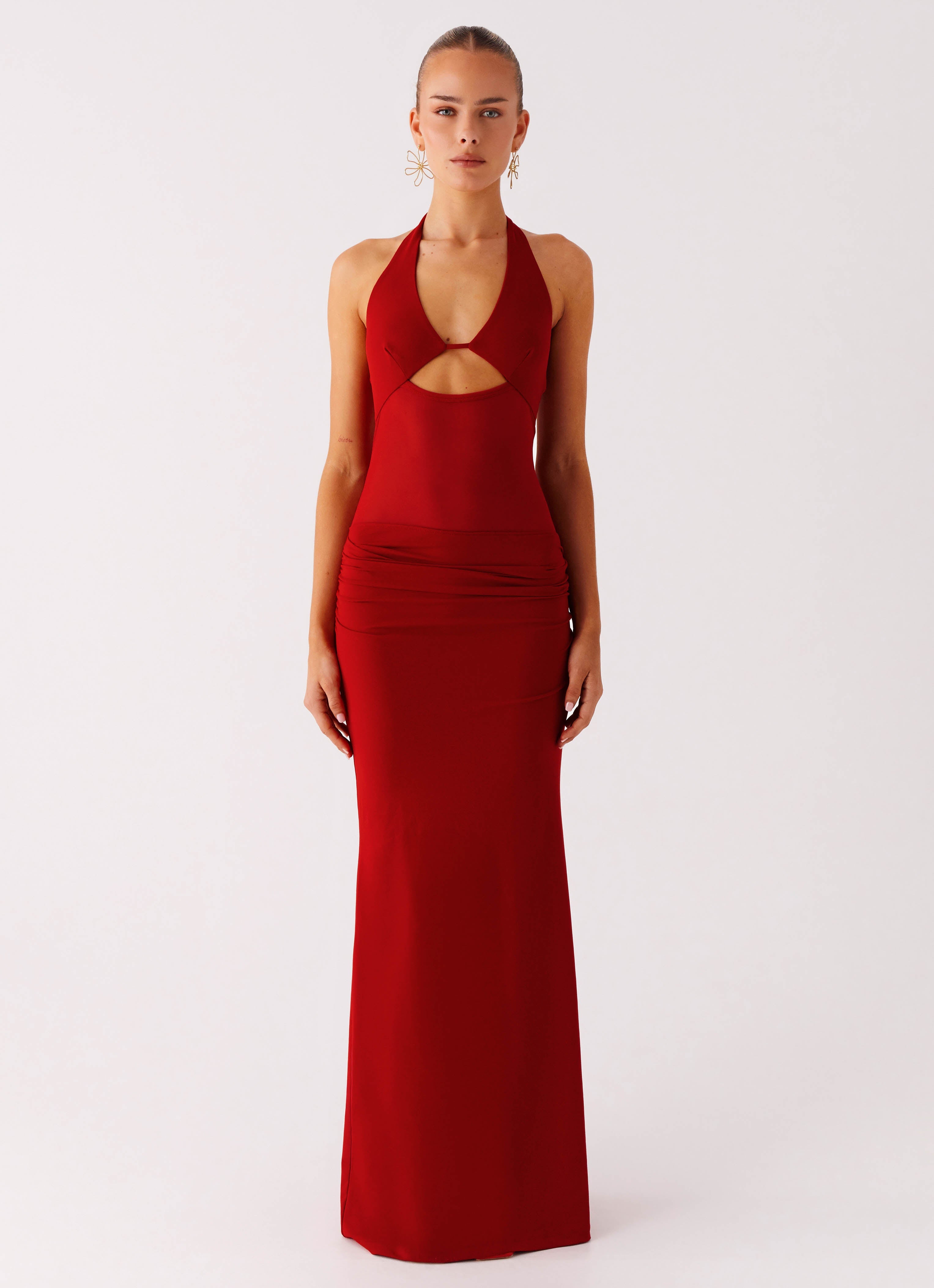 Billen Halter Maxi Dress - Red