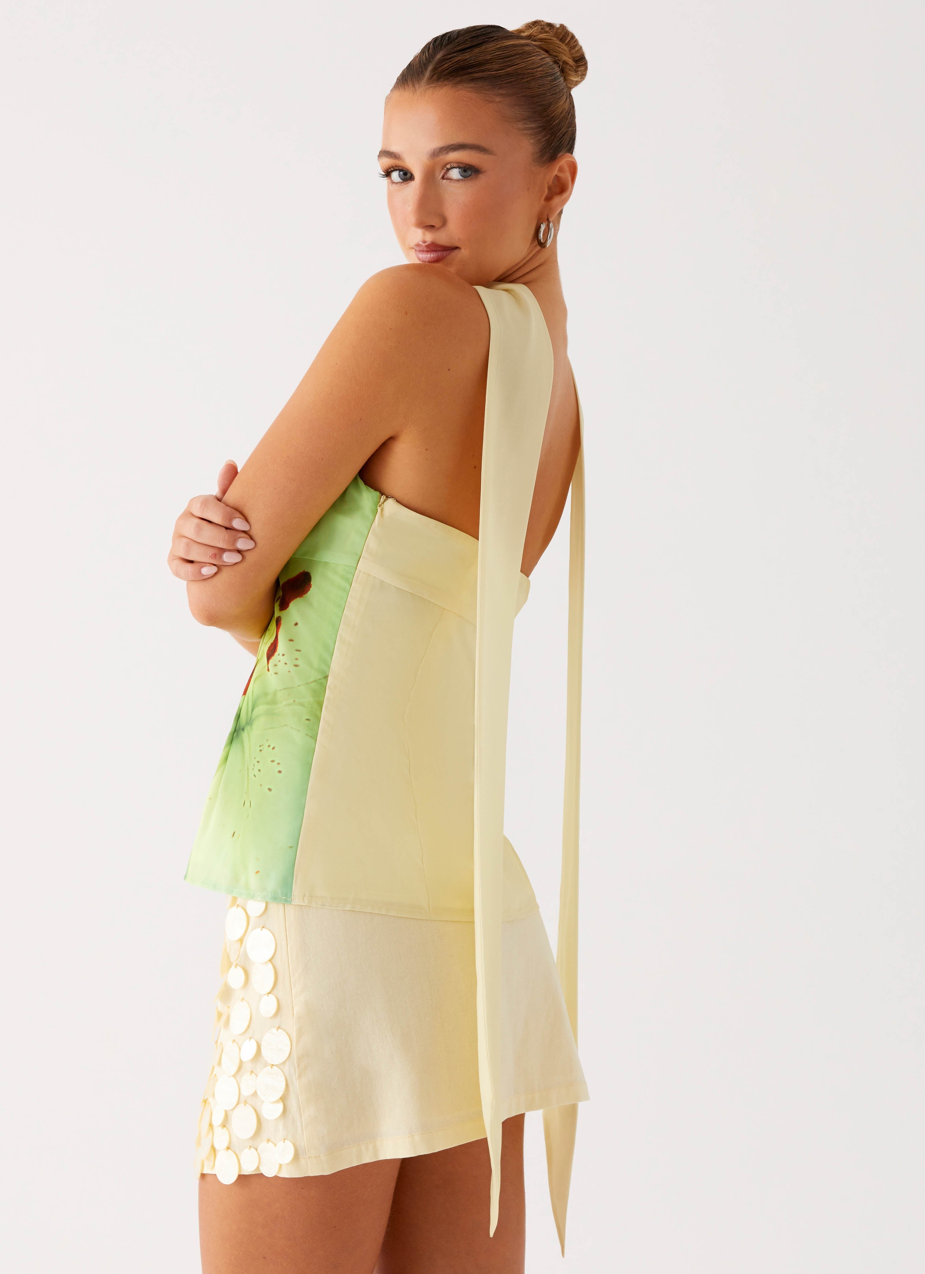 Blaise Scarf Top - Yellow Floral