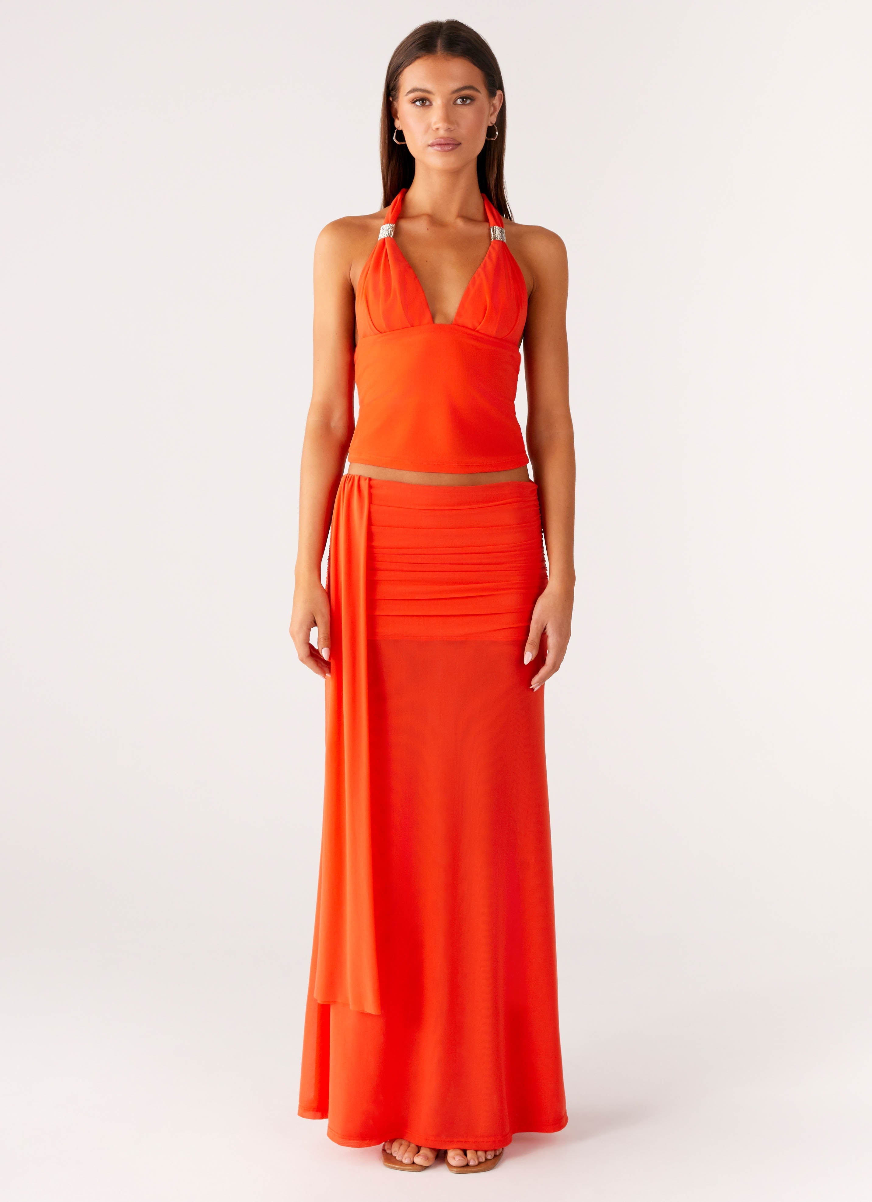 Blaze Halter Top - Fire Red