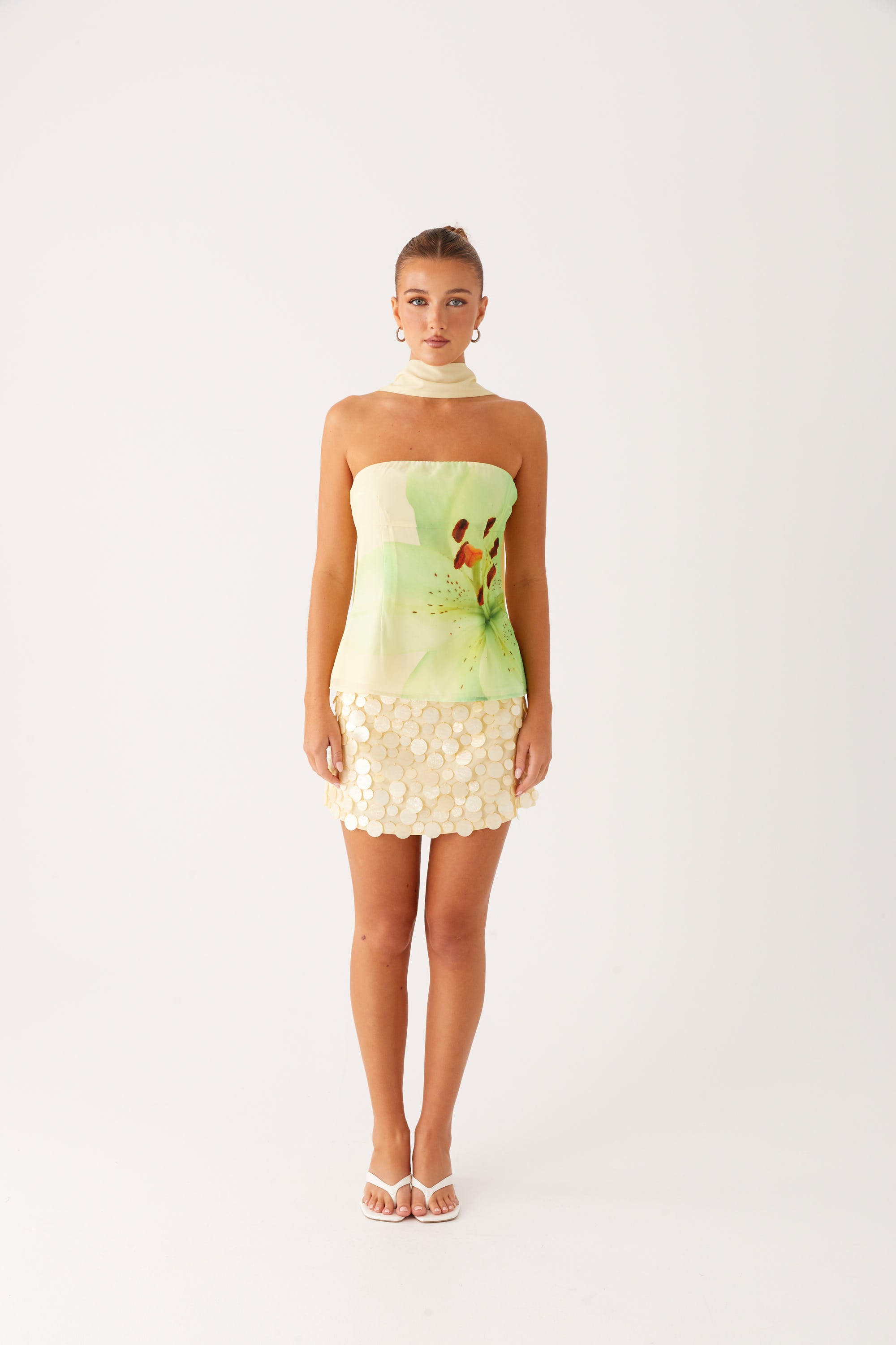 Blaise Scarf Top - Yellow Floral