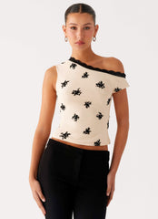Blind Faith Flock One Shoulder Top - Cream
