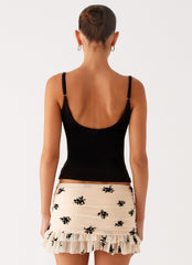 Blind Faith Flock Mini Skort - Cream