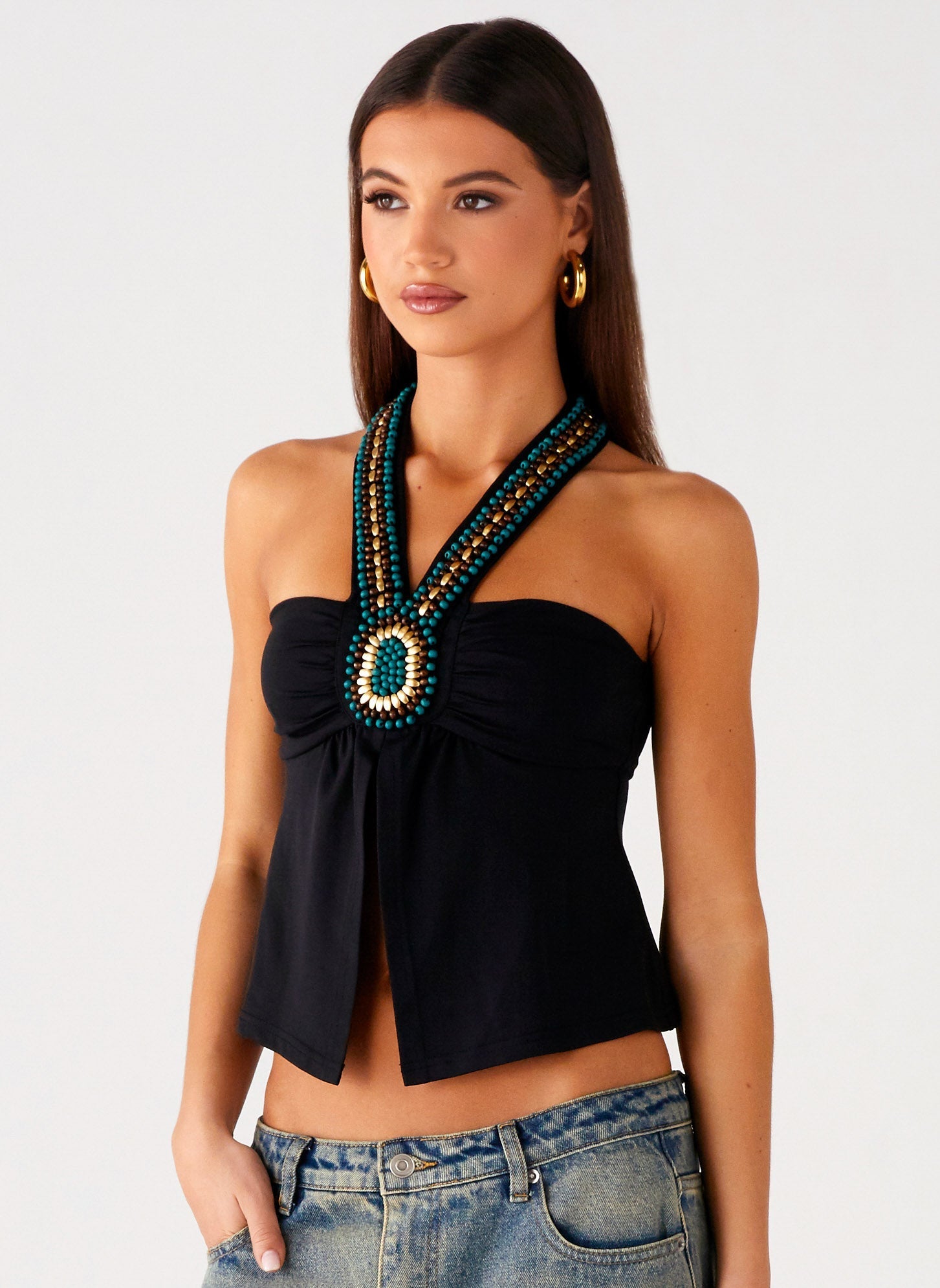 Boheme Breeze Halter Top - Black