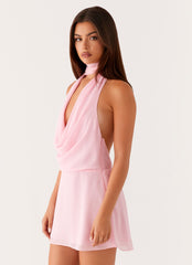 Chantal Backless Scarf Mini Dress - Pink