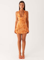 Cinzia Beaded Mini Dress - Orange