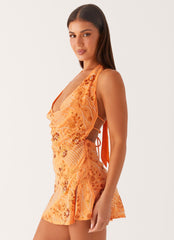 Cinzia Beaded Mini Dress - Orange