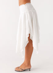 Clearwater Mist Midi Skirt - White