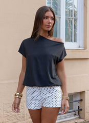 Coastline Mini Shorts - White Polka Dot