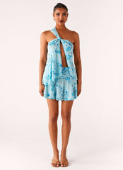 Delight Me Beaded Asymmetrical Top - Blue