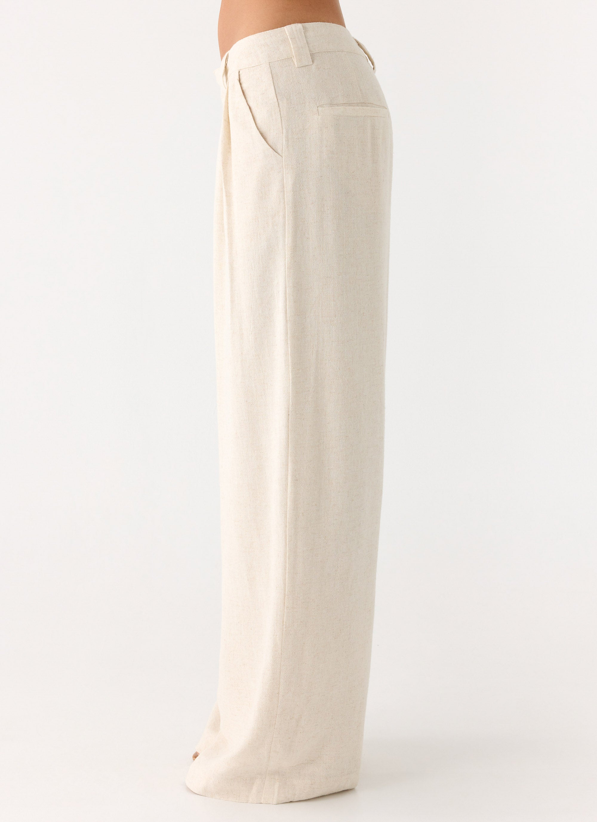 Delong Low Rise Linen Pants - Oatmeal