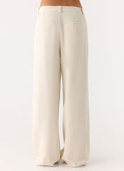Delong Low Rise Linen Pants - Oatmeal