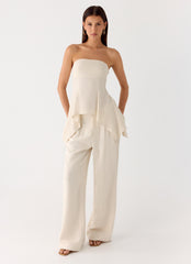Delong Low Rise Linen Pants - Oatmeal