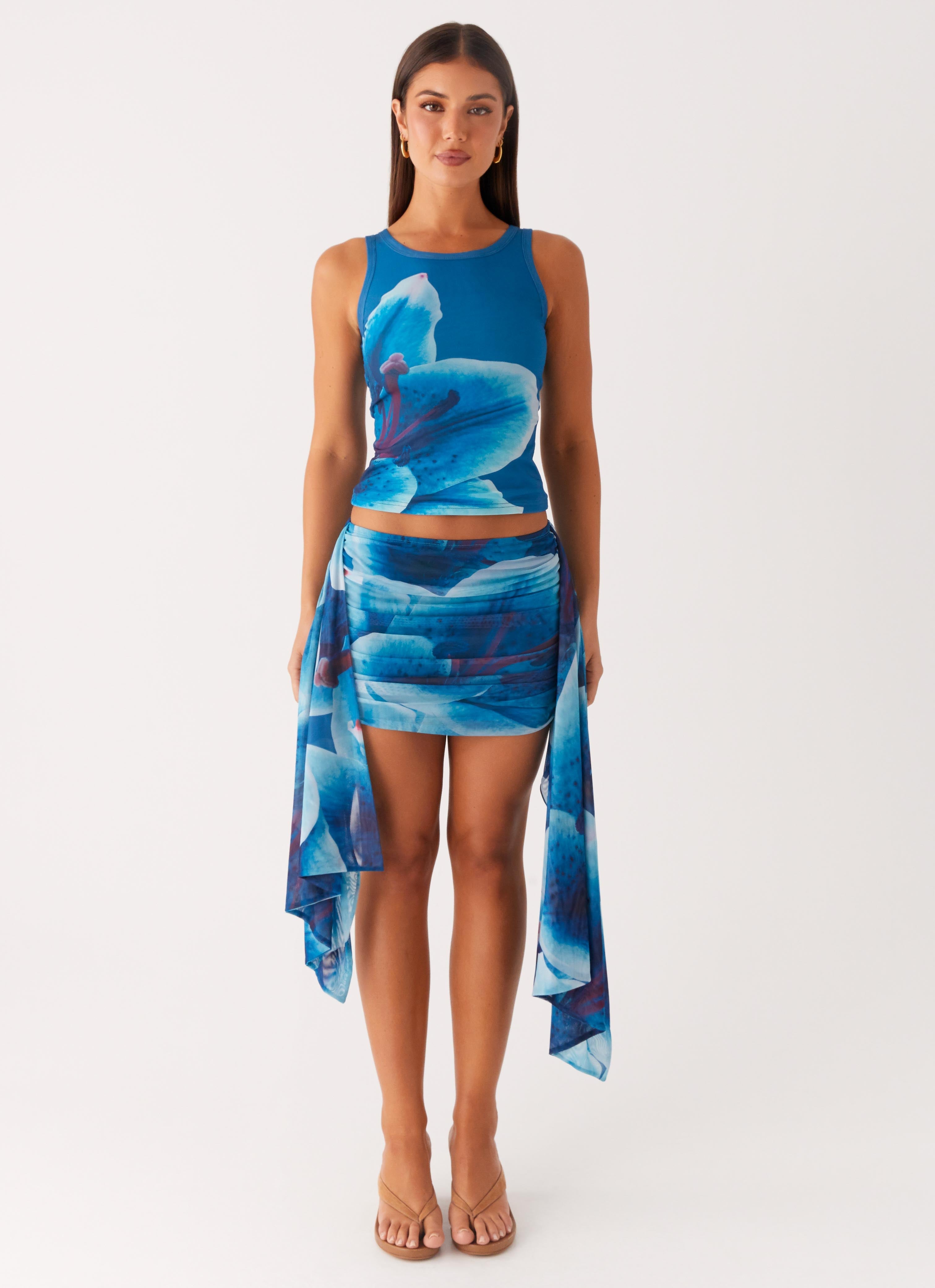 Edera Tank - Turquoise Floral