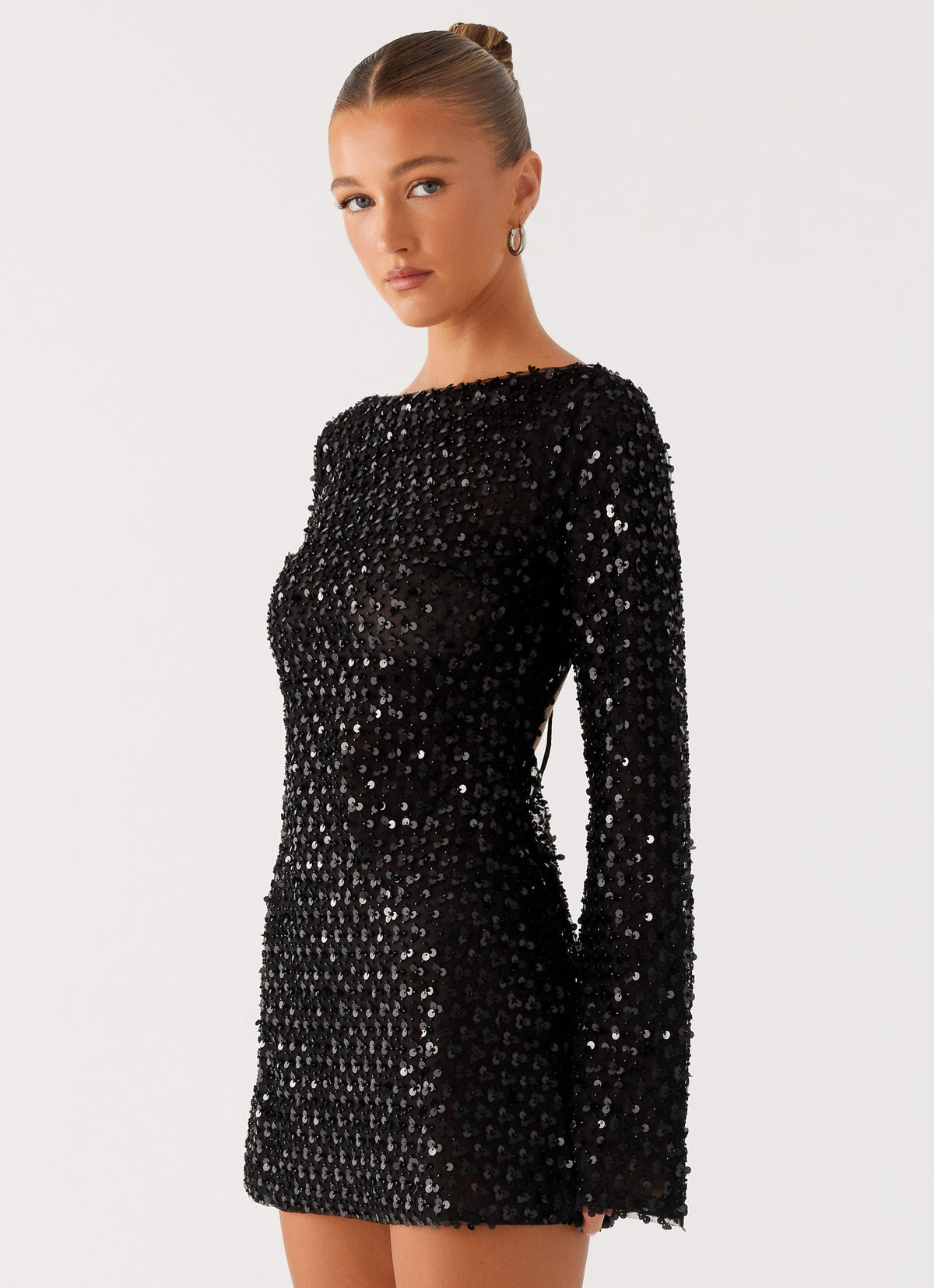 Edessa Sequin Mini Dress - Black