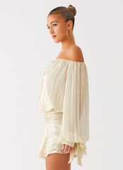 Eira Balloon Sleeve Mini Dress - Ivory