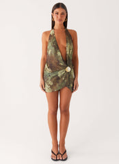 Eleanora Plunge Mini Dress - Cyber Floral
