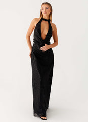 Empire Sequin Maxi Dress - Black