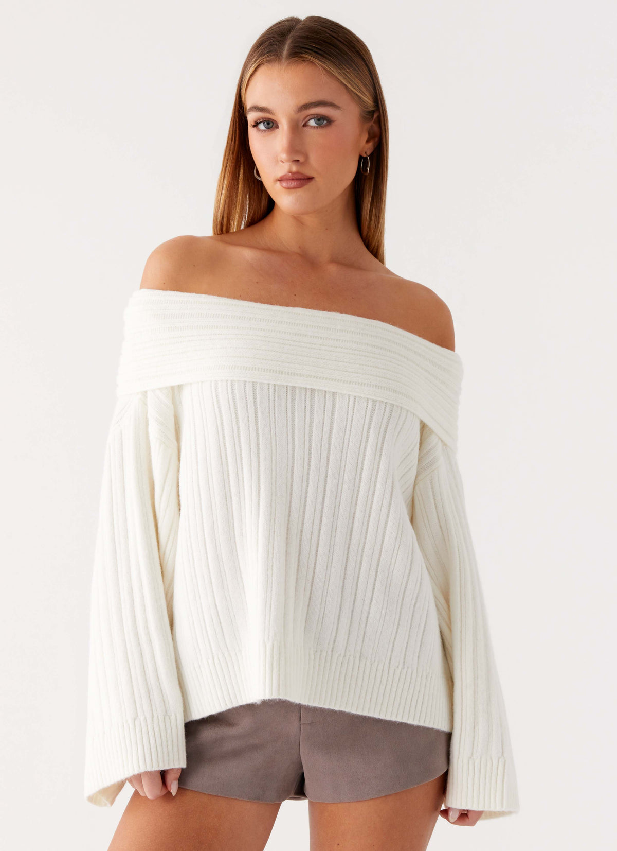 Federica Off Shoulder Knit - White