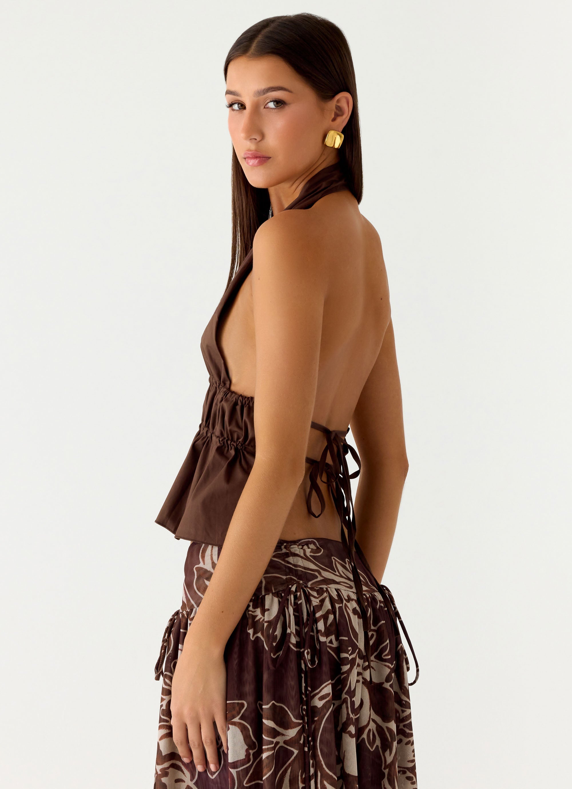 Figaro Halter Top - Chocolate