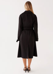 Frenchy Oversized Trench Coat - Black