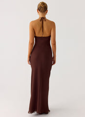 Harlyn Halter Maxi Dress - Chocolate