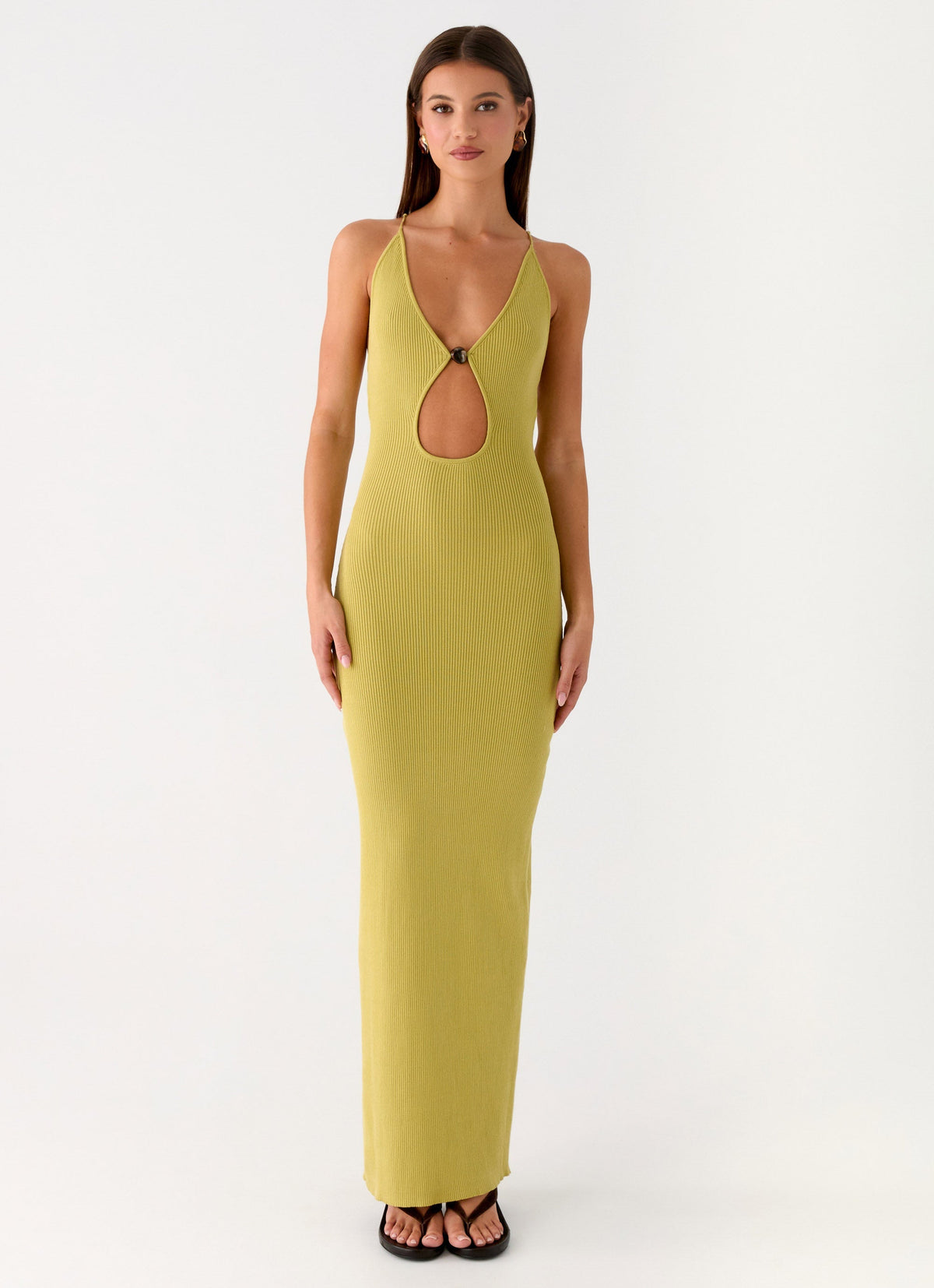 Hold On Tight Knit Maxi Dress - Olive