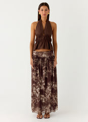 Hot Like Me Maxi Skirt - Espresso Meadow