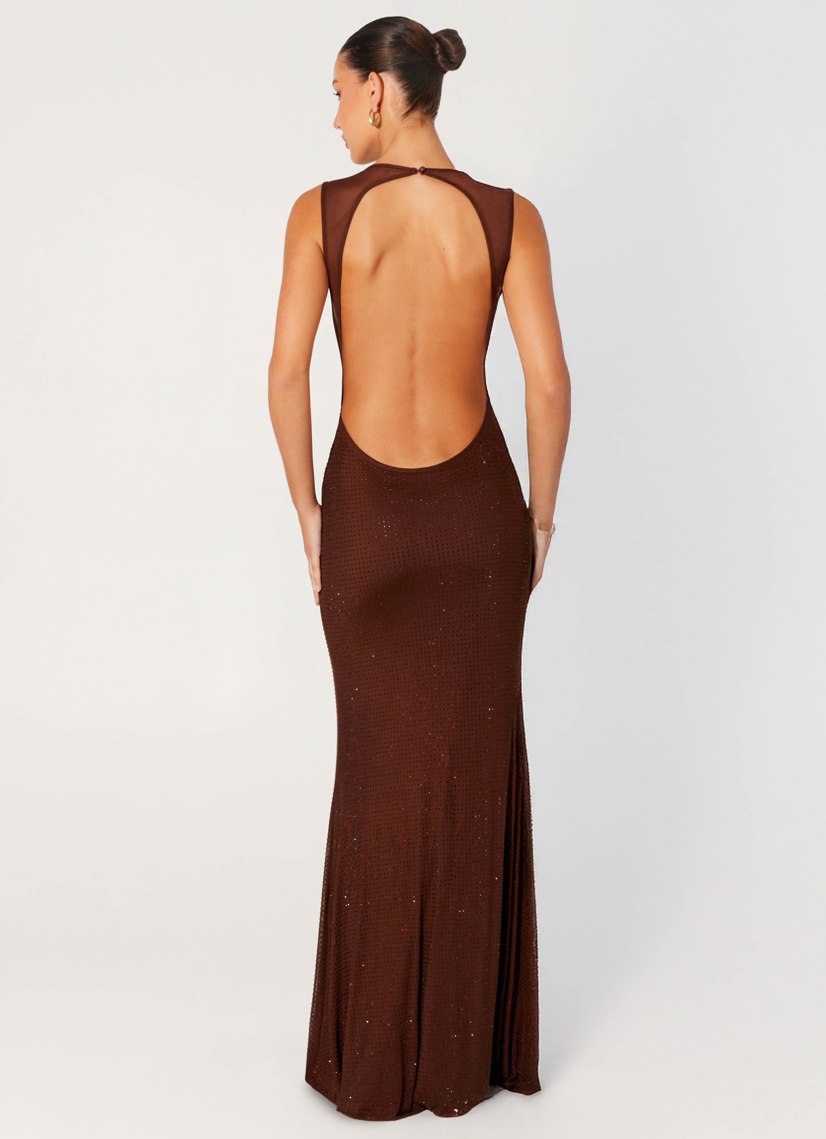 Hot Sequins Maxi Dress - Chocolate