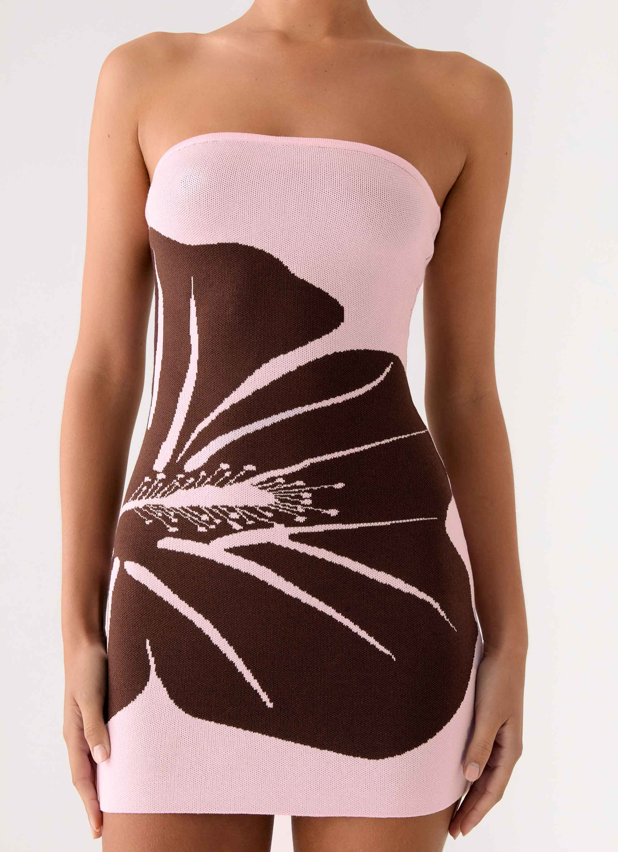 Kader Strapless Knit Mini Dress - Espresso Meadow