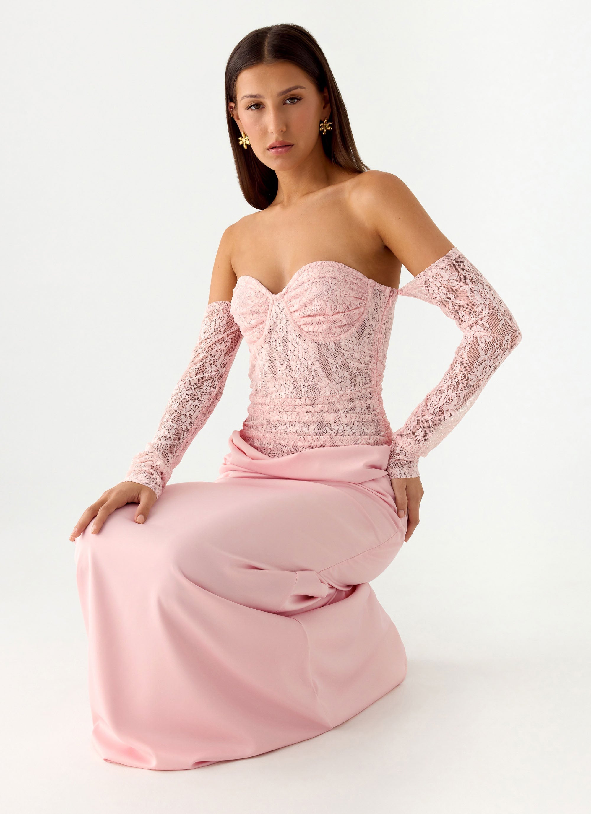 Kaina Off Shoulder Maxi Dress - Pink