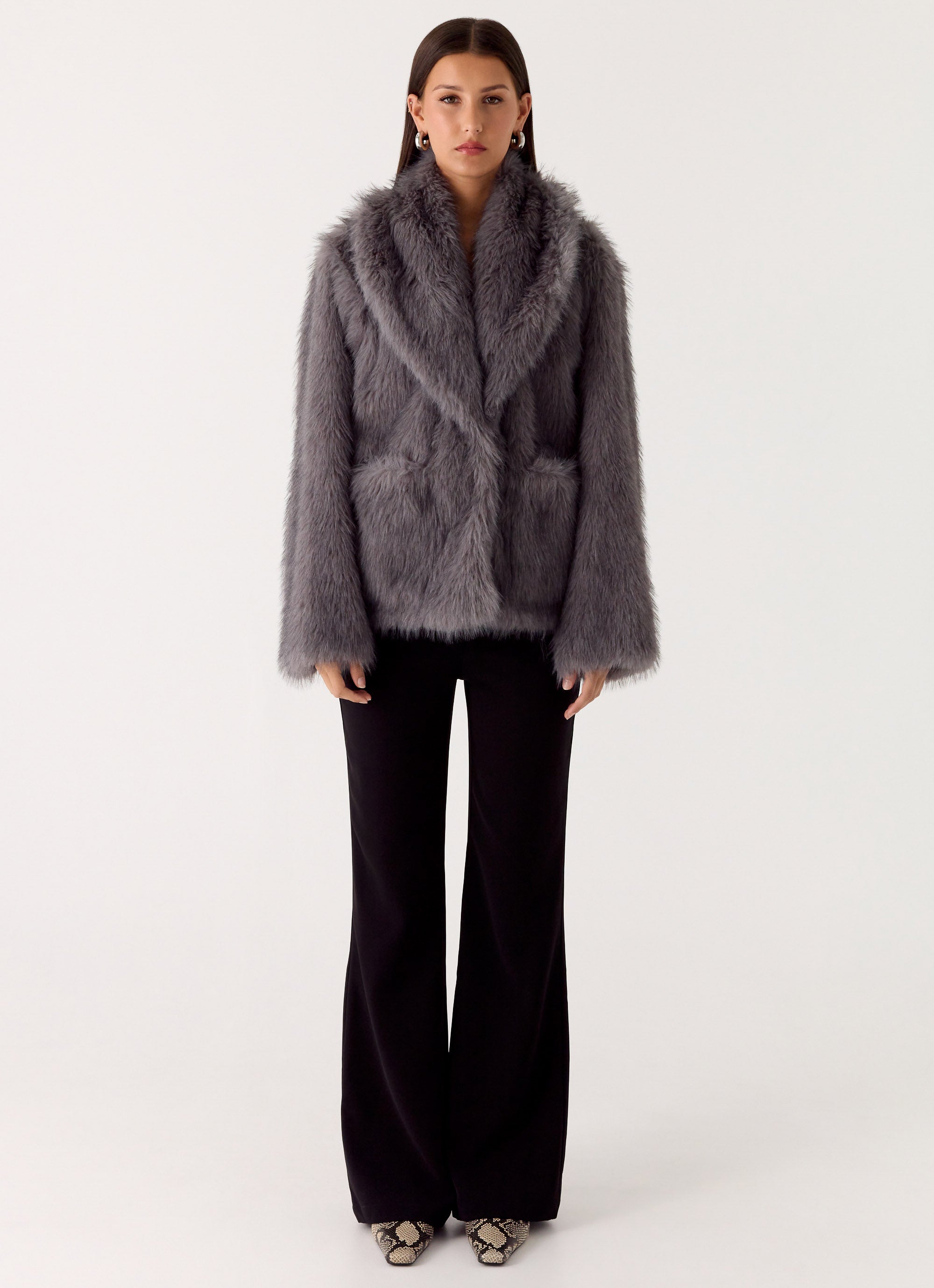 Katiana Faux Fur Jacket - Grey