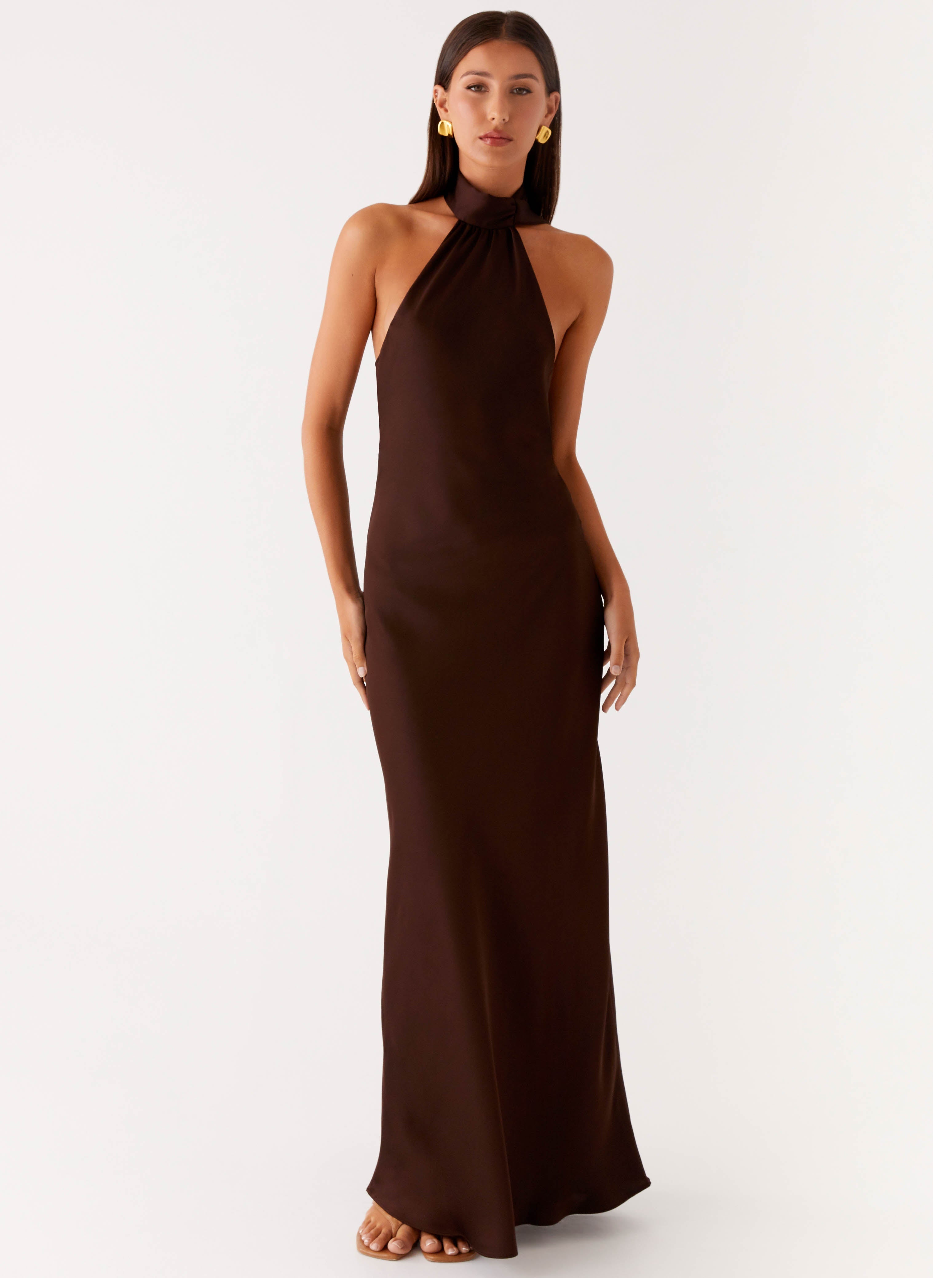 Keena Scarf Maxi Dress - Chocolate