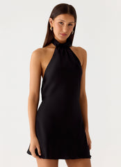 Keena Scarf Mini Dress - Black