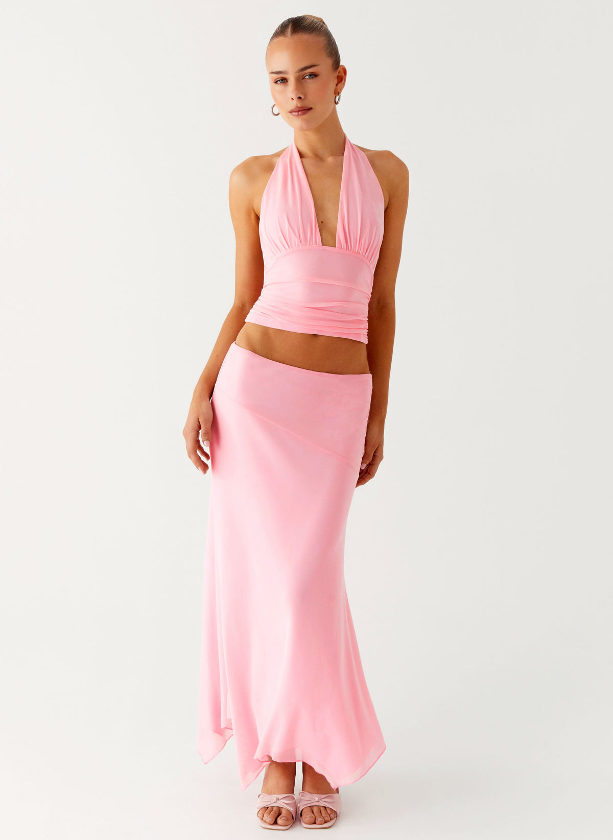 Kerrie Hanky Midi Skirt - Baby Pink