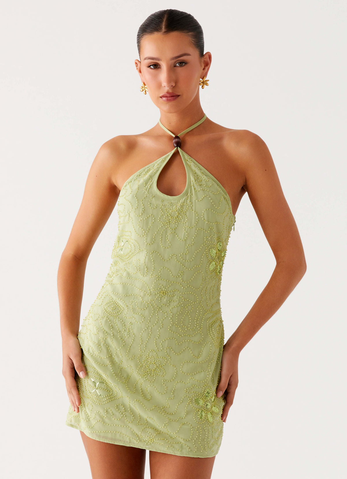 Kiara Beaded Mini Dress - Mint