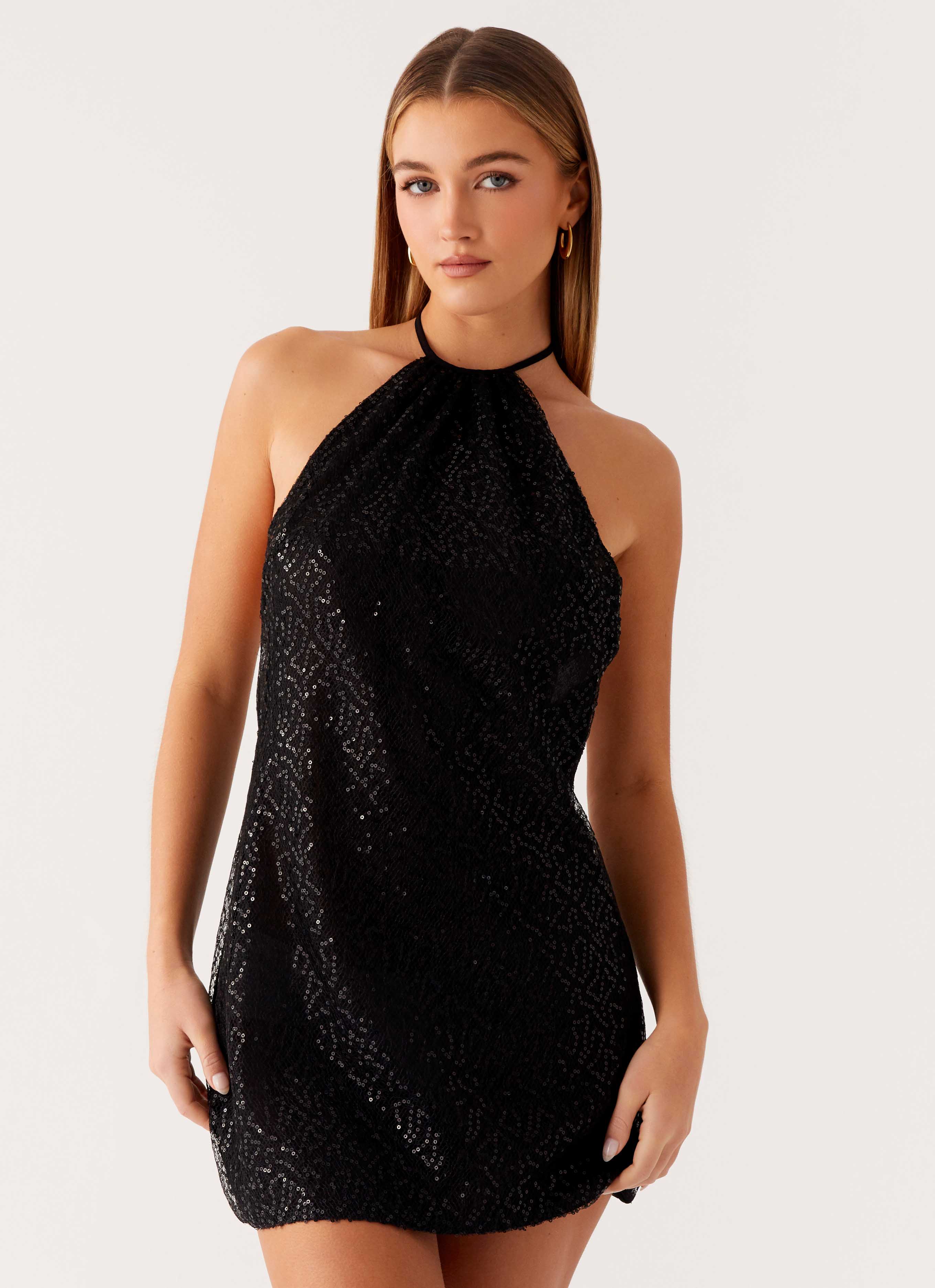Kingdom Sequin Mini Dress - Black