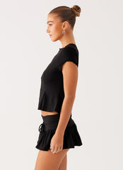 Landon Button Up Top - Black