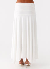Liana Ruched Maxi Skirt - White