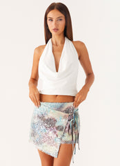 Loranza Sequin Mini Skirt - Sea Splash