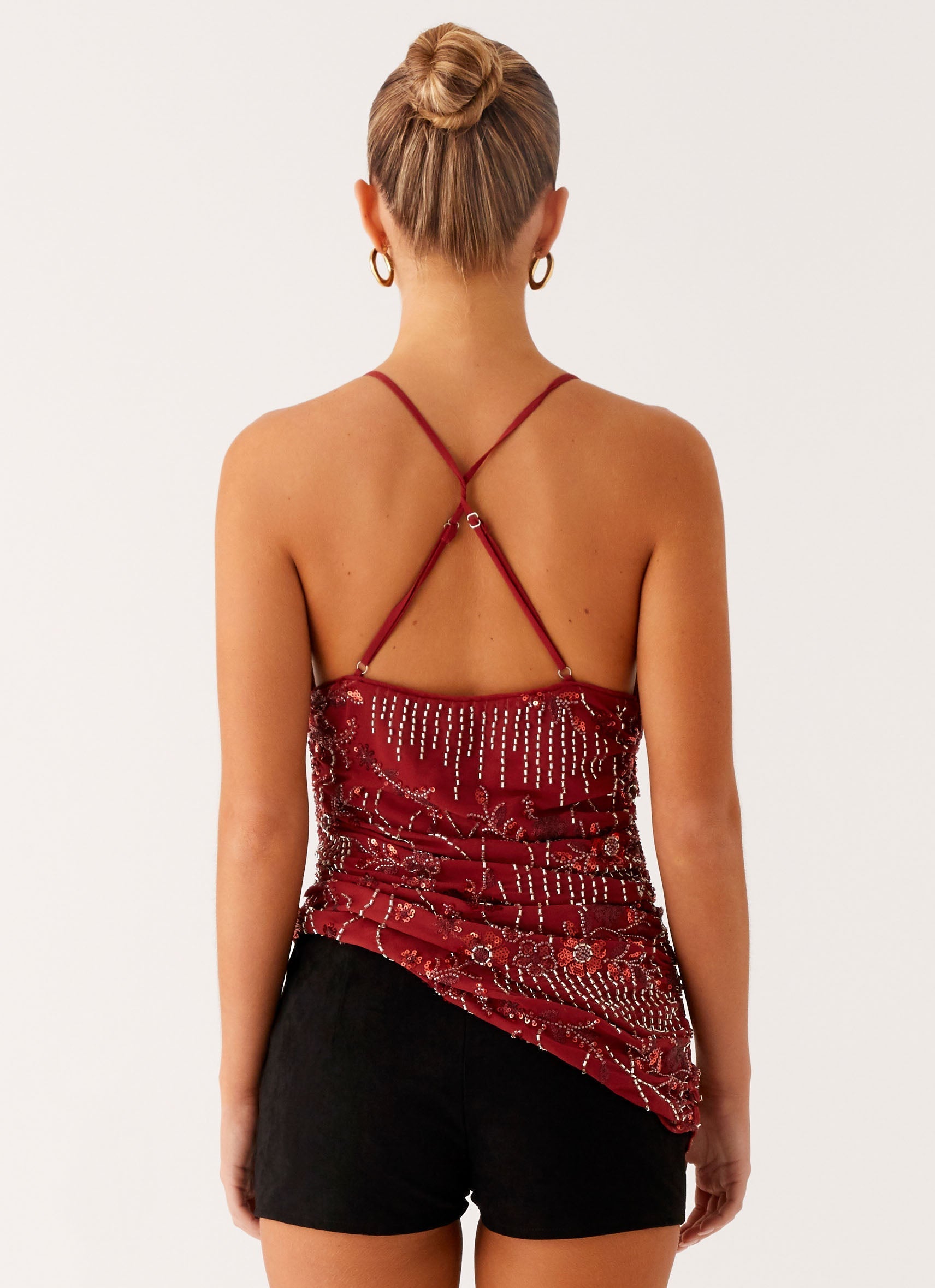 Lost In The Tide Beaded Top - Rust