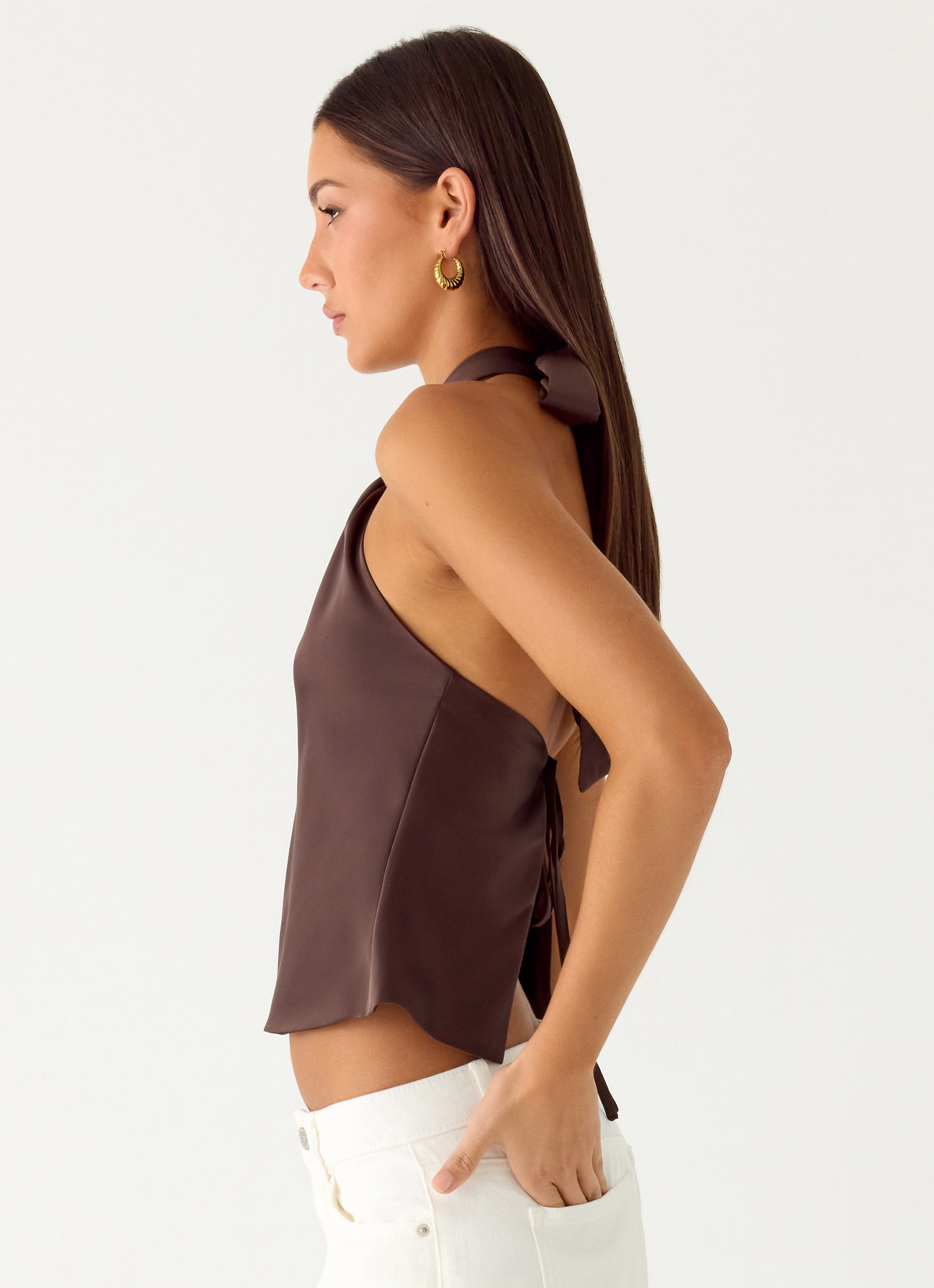 Maddox Scarf Top - Chocolate