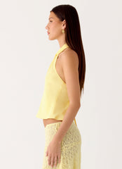 Maddox Scarf Top - Lemon