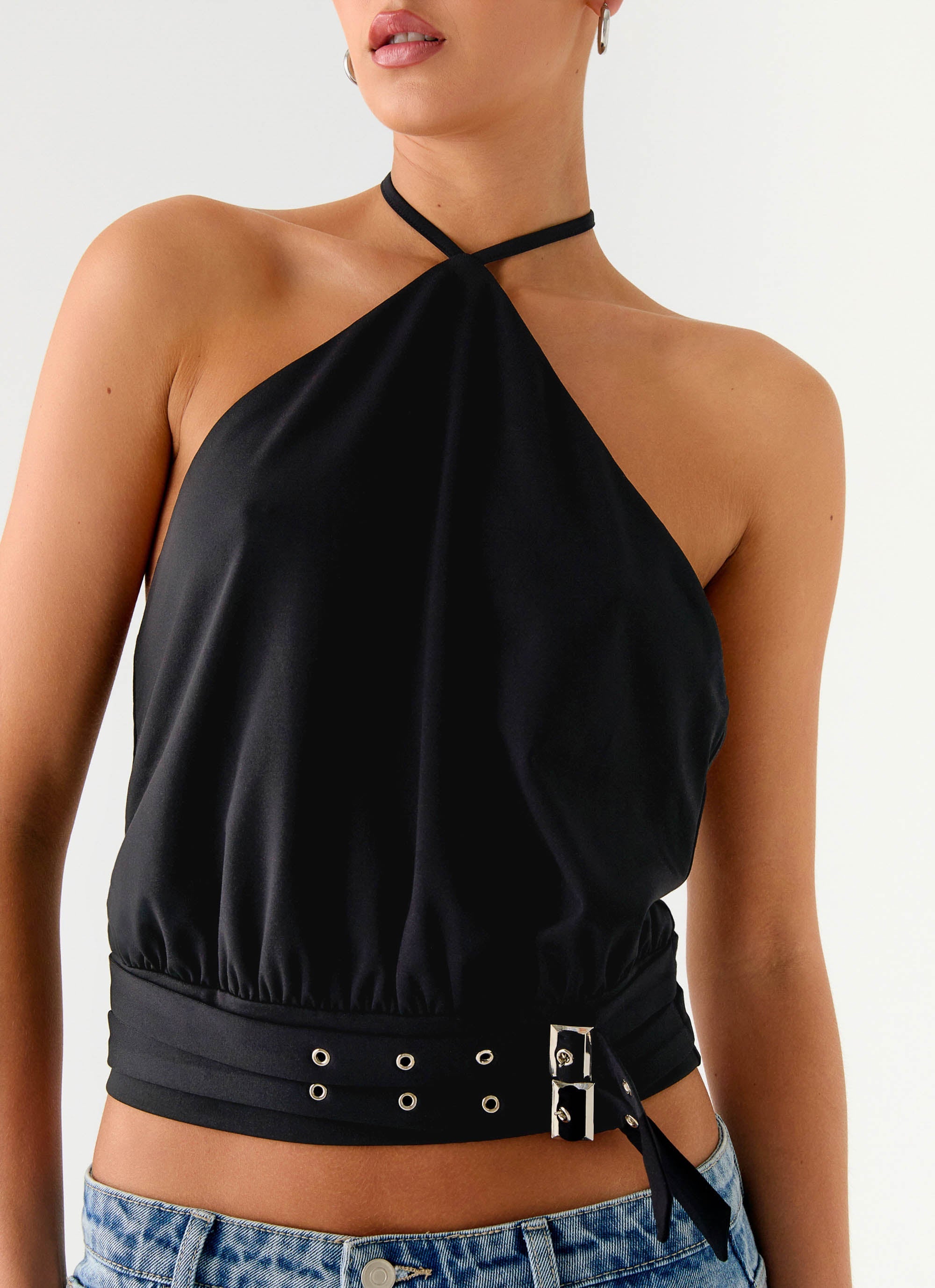 Mason Halter Neck Top - Black
