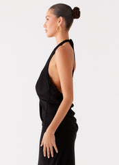 Michaella Chiffon Twist Top - Black