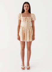 Mila Mini Dress - Yellow Ditsy Floral