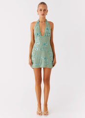 Monet Beaded Mini Dress - Mint