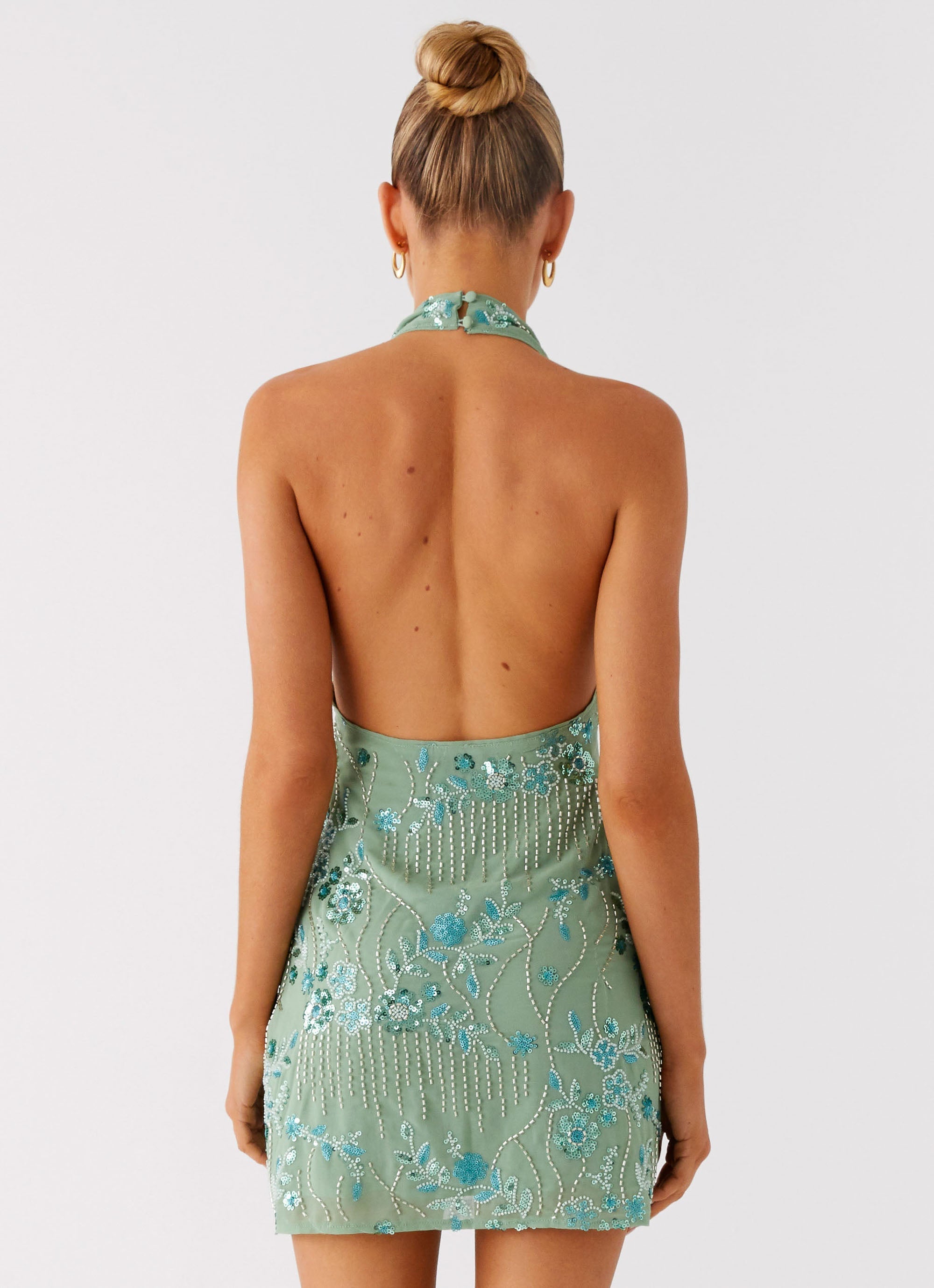 Monet Beaded Mini Dress - Mint