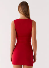 Mystic Fern Mini Dress - Merlot Red