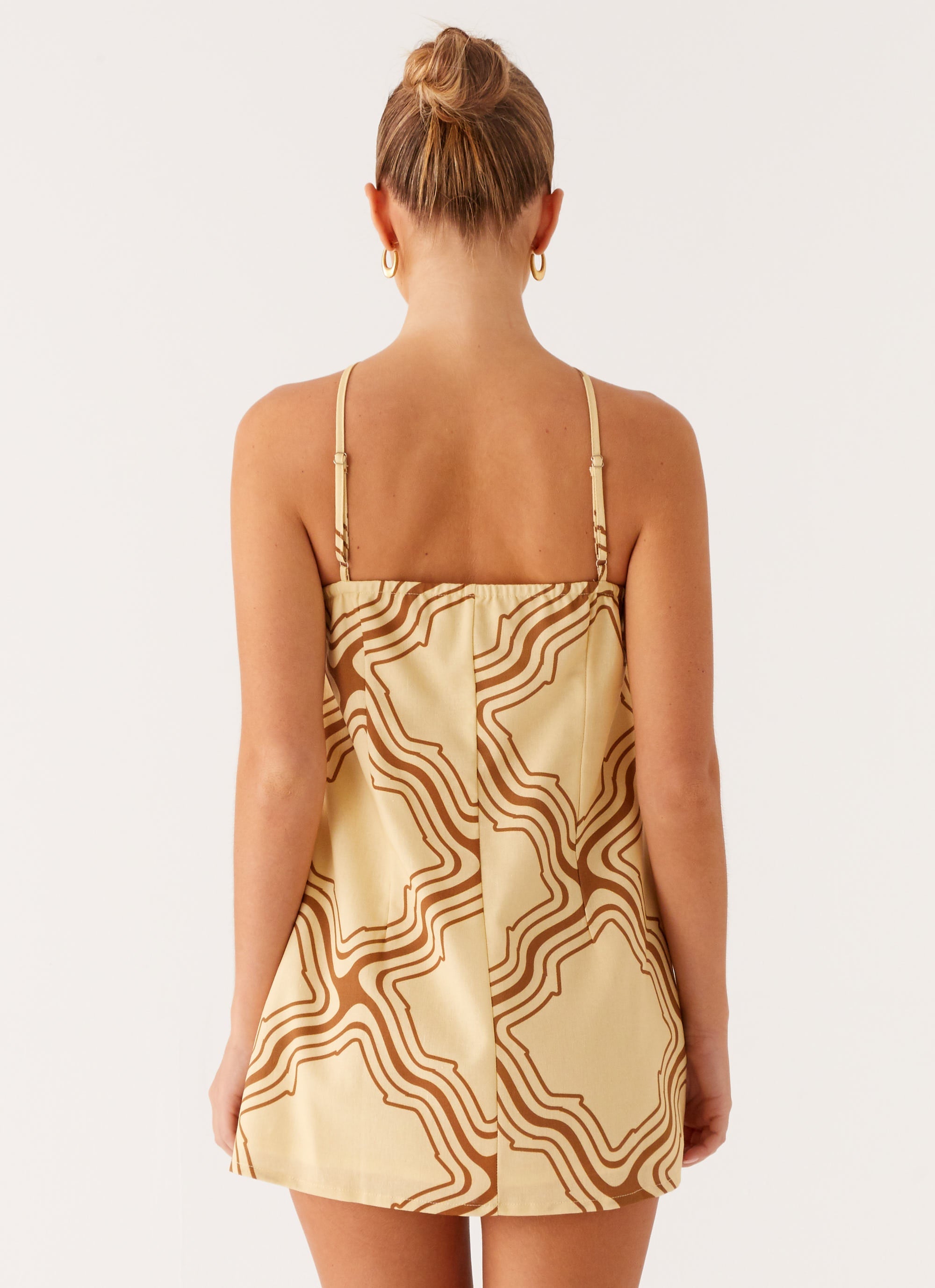 Naomi Criss Cross Mini Dress - Tidal Wave Print